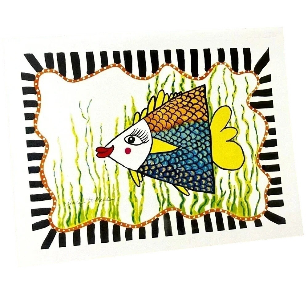 Fish Watercolor Painting Prints Notecards Envelopes Set NWOT Whimsical